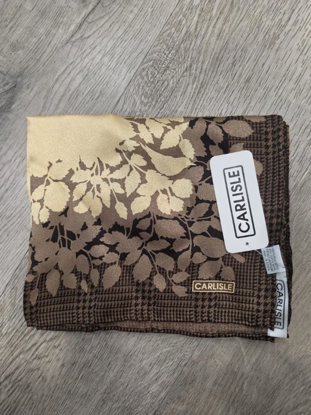 Carlisle NWT long Foliage Brown & Beige Silk Table Runner or scarf 17
